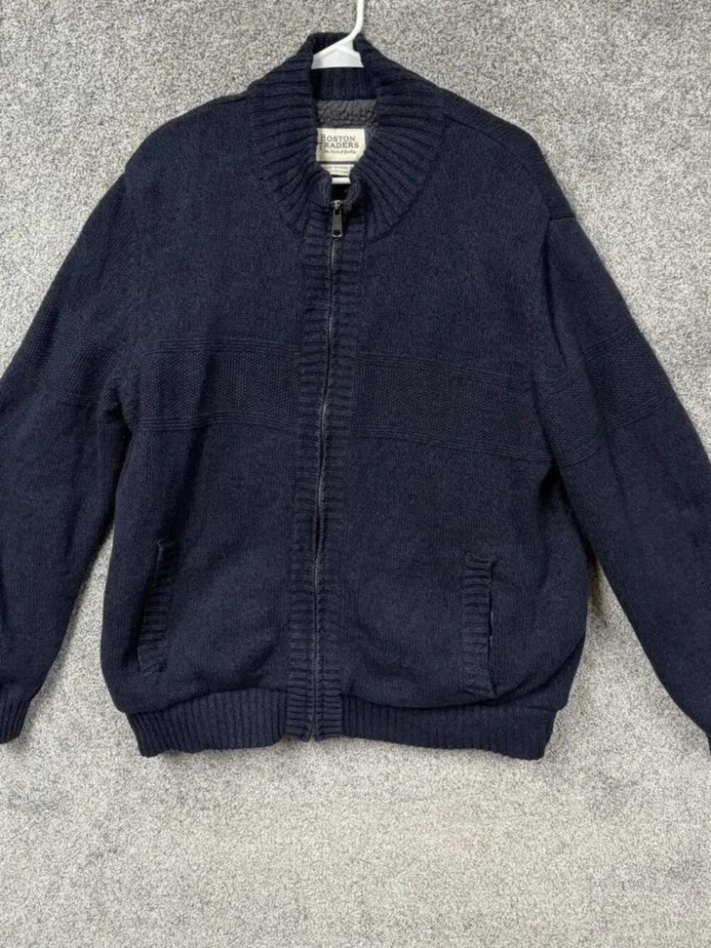 Boston Traders Zip Cardigan Sweater XL Sherpa Fleece Grandpacore Quiet Luxury